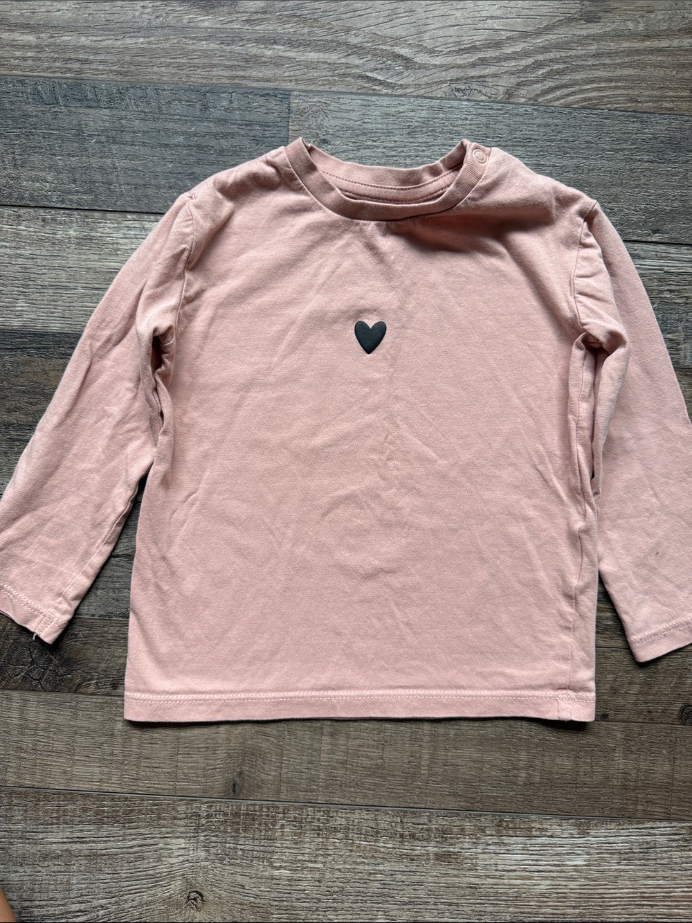 H&M Dusty Pink Long-Sleeve Tee with Small Heart
